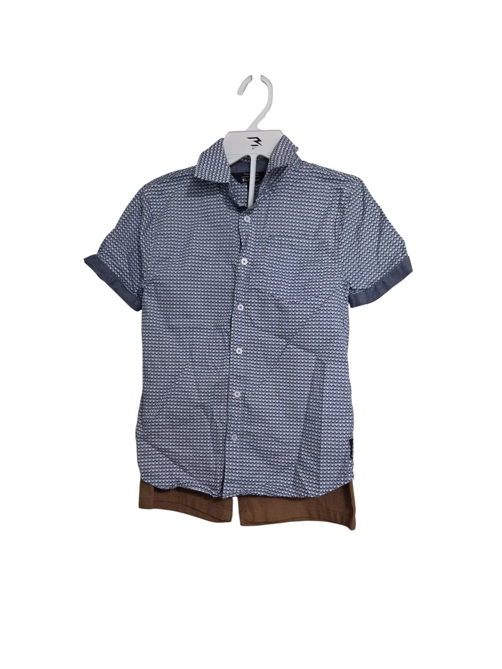 Ben Sherman Navy Short-Sleeve Kids Button-Up Shirt And Pant.